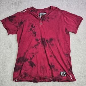 Affliction Women's T Shirt Red Tie Dye Size L Grunge USA Made
